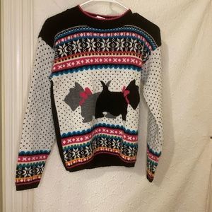 White black blue pink and gray knit sweater XL